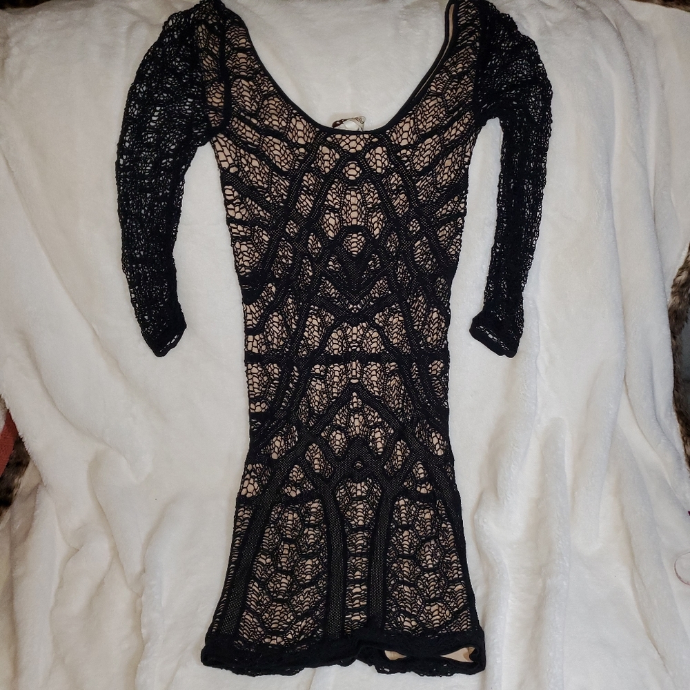 Black illusion bodycon dress